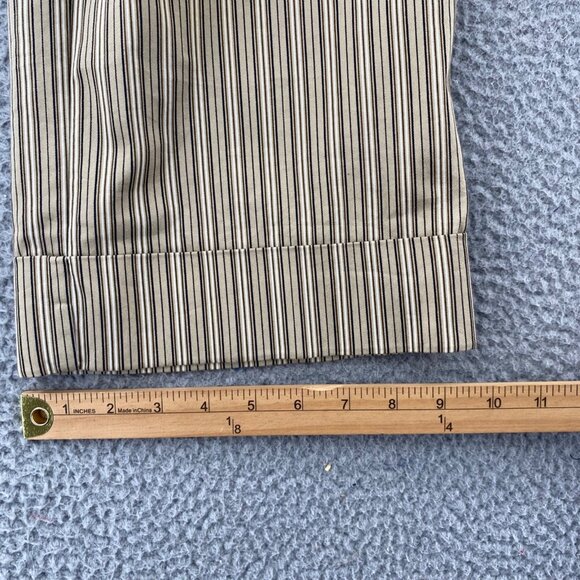 Chicos Pants Womens 0.5 US 6 Brown Striped Stretch Wide Leg Stretch Capri Casual - Picture 11 of 12